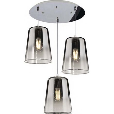 Sospensione top light shaded 1164cr s3 t e27 led vetro colorato lampada soffitto moderna, colore cromo