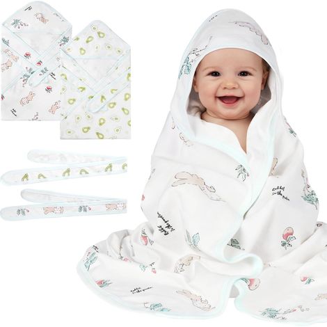 2 Pack Couverture Emmaillotage Bebe, 85x85 cm Couverture Enveloppante Multifonction 100% Coton Confort de Sommeil Doux Nouveau-né de 0 à 3 Mois Naissance(C)