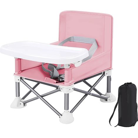 Chaise de repas pour bébé, design portable, facile à nettoyer, Rose (1/2)