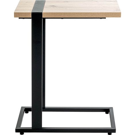 Table d'appoint, table de salon en bois coloris chêne et métal noir - longueur 24 x profondeur 49 x hauteur 64 cm (1/5)