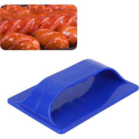 Blaues Werkzeug zum Schneiden von Hotdogs und Grillwürstchen im Freien (1/5)