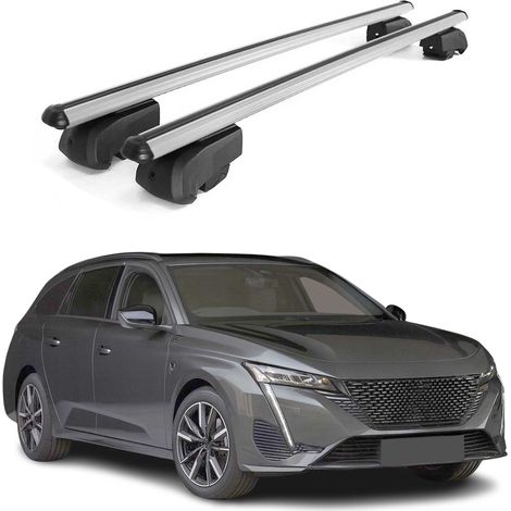 OMAC Aluminium Dachträger Querträger für Peugeot 308 III Kombi 2021-2026 – City Crash – ISO/PAS 11154:2006 – Abschließbar – Max. 75 kg – 2 Stangen Silber (1/5)