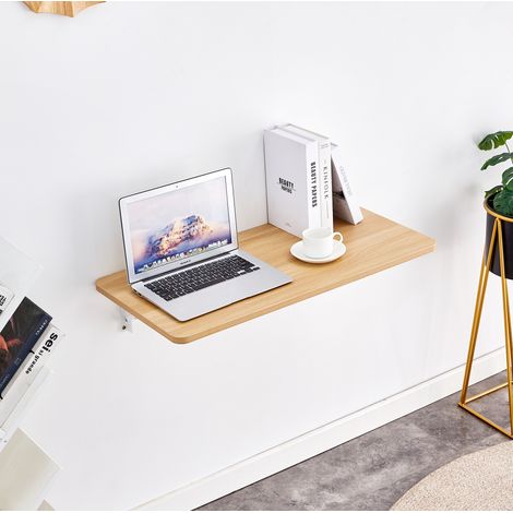 Mesa abatible de pared blanca en MDF con soporte metálico, plegable y ahorra espacio (1/5)