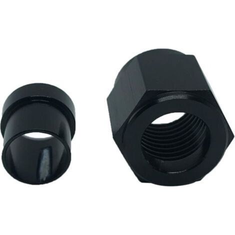 6AN-Rohrüberwurfmutter und -hülse aus Aluminium für 3/8-Zoll-Schlauchleitungsadapter, schwarz (1/4)