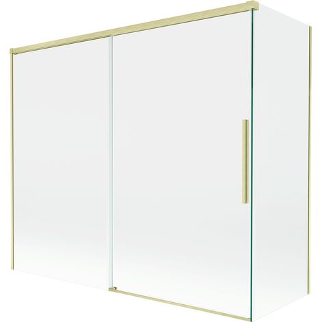 Mexen Rox paratia per vasca da bagno 2 ante scorrevoli 180 + 90 x 150 cm, trasparente, oro spazzolato - 8C9-180-090-55-00