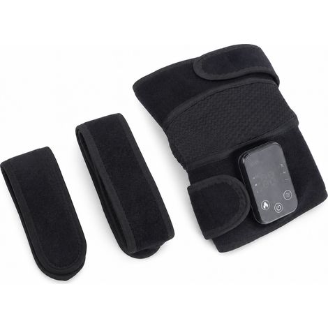 Masseur Genou Chauffant et Vibrant a Boutons, Noir, Anglais Neutre