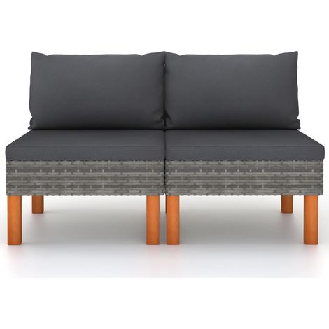Maison Exclusive - Divani Centrali 2 pz Polyrattan e Legno Massello di Eucalipto