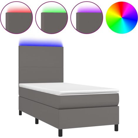 Maison Exclusive - Boxspringbett mit Matratze & LED Grau 90x190 c
