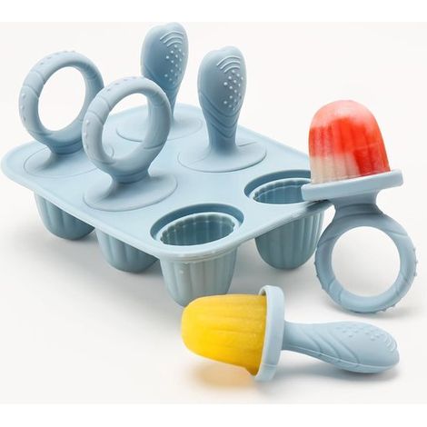 6 mini moldes reutilizables para paletas de hielo. Aptos para bebés y niños,helados y sorbetes (azul) (1/5)