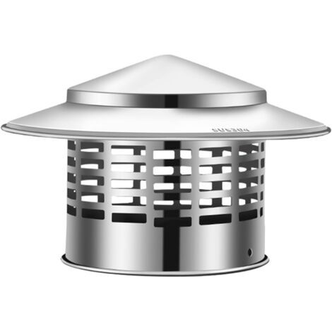 Chapeau de cheminée, chapeau de cheminée rond en acier inoxydable, chapeau de tuyau de four externe, chapeau de cheminée à tête conique (110 mm) (1/5)