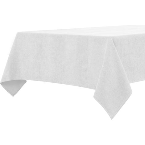Nappe Blanc Gris 140x240 cm hydrofuge, microfibre douce, rectangulaire