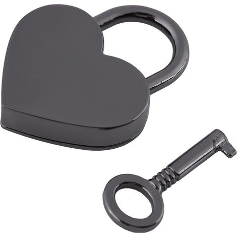 Cadenas en Forme de Cœur en Alliage de Zinc pour Journal Intime avec clé 39 X 30 X 7,5 Mm, Petit Cadenas d'amour pour Sac à Bagages, Boîte à Bijoux et Utilisation de Souvenirs de Fille (1/5)