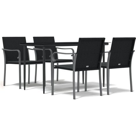 Maison Exclusive - 5-tlg. Garten-Essgruppe mit Kissen Poly Rattan