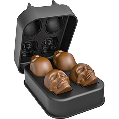 Totenkopf-Eiswürfelform – 4 Fächer – Flexibles Silikon – Für Whisky, Cocktails und Kaltgetränke – 1 Stück (1/5)