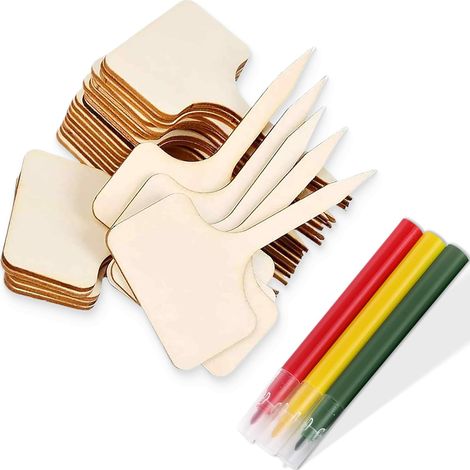 50 x Bamboo Plant Labels for Outdoor Garden Plants, Seedling Labels, Suitable for Succulent Vegetables and Flowers, T-Shape (1/5)