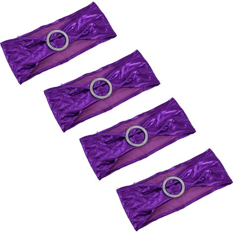 10 Bands Élastiques pour Chaises, Nœuds Décoratifs Étirables pour Mariage, Banquet, Hôtel - Violet