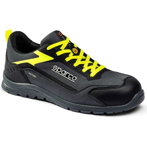 Sparco BTB0044 Nitro Elfyn Scarpe Antinfortunistiche Basse S3S ESD Metal Free Taglia 46 colore Grigio Scuro Giallo Fluo