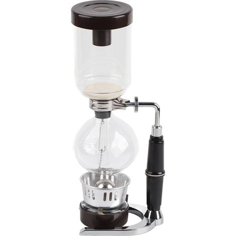 Cafetière à siphon, noire, en verre résistant à la chaleur, à infusion manuelle avec filtre, pour plaque de cuisson (1/4)