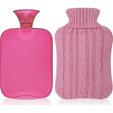 Bouteille Thermique - Bouteille À Eau Chaude En Caoutchouc Épais - Avec Manchon Tricoté Et Couvercle - Transparente - 1 Pièce (1/5)