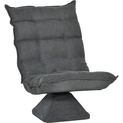 Fauteuils relax pivotant avec dossier réglable-Format bas canapé-Coussin de sol pour salon et bureau-58 x 60 x 180 (cm)-Gris microfibre (1/5)