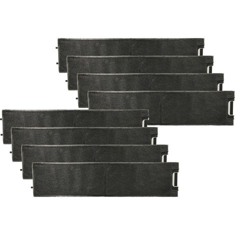 vhbw 8x Filtres à charbon actif compatible avec Miele DA 3360-60, DA 3366, DA 3366-60, DA 3356-55, DA 3360 hotte aspirante - 49 x 11,3 x 2,8 cm