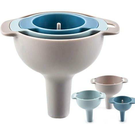 Entonnoir De Cuisine - 3 Tailles 60 80 100 Mm - Avec Filtre Amovible Et Poignées - En Polypropylène - Pour Liquides Et Poudres - Lot De 3 (1/5)