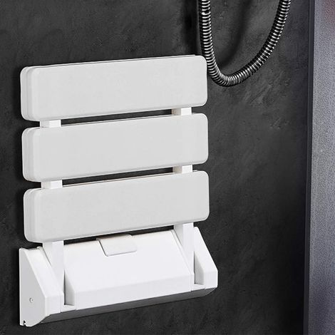 Wandmontierter, klappbarer Duschsitz für Badezimmer, orthopädisches Badewannenbrett, rutschfester Badewannensitz mit Gewichten, ergonomischer Duschhocker mit Füßen (33 32 5 cm (Weiß))