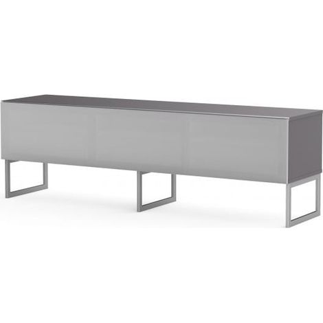 Meuble TV tissu acoustique et mélaminé gris pieds métal Venezia 160cm (1/5)