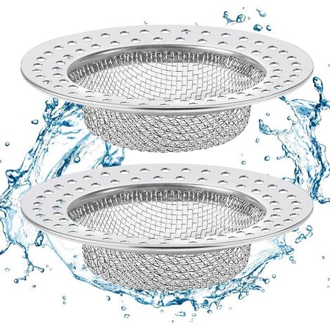Filtre Evier, 2PCS Grille Evier Cuisine, Bouchon Evier Cuisine en Acier Inoxydable, Diamètre extérieur 7,8 cm, Anti-Obstruction, (1/5)