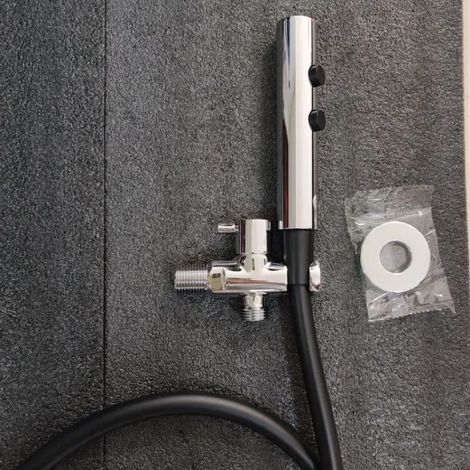 (G1/2 - chromé et noir) Ensemble robinet de douche et bidet deux fonctions pour WC et salle de bain. (1/4)
