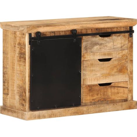 Sideboard 80x30x55 cm Massives Raues Mangoholz