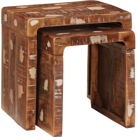 Tables gigognes 2 pcs Marron Bois Recyclé Solide