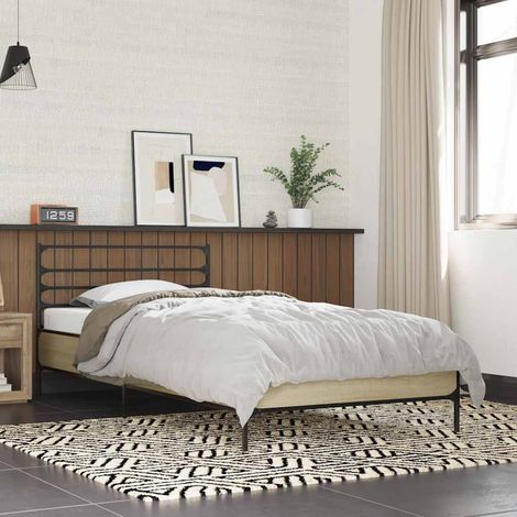 vidaXL Estructura cama madera ingeniería metal roble Sonoma 100x200 cm (1/5)