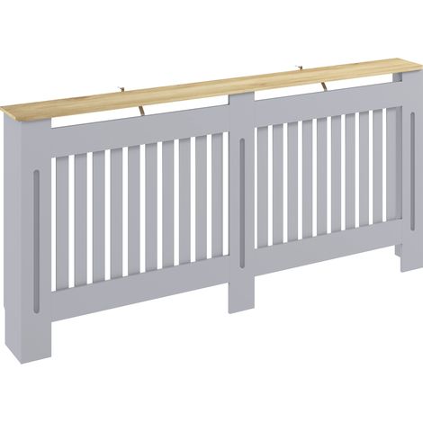 HOMCOM Radiator Cover Painted Slatted MDF Cabinet Lined Grill 172x19x81cm