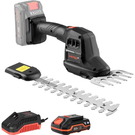 Taille-Haies sur Batterie DGS-200 20V - Cisaille 2 en 1 pour Gazon et Arbustes, Mini Taille-Haies sans Fil avec Changement Rapide des Lames, Taille de Précision 200 mm, Kit 2Ah - par Dnipro-M