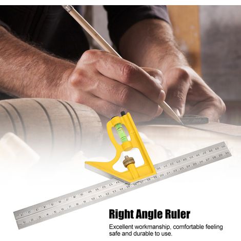 Équerre multifonction réglable à angle droit 45°/90° de 300 mm avec niveau intégré (1/5)