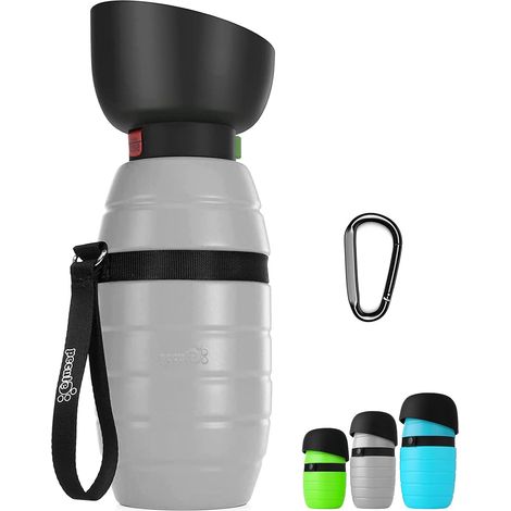 Portable Dog Water Bottle with Water Bowl, Portable Dog Cat Water Dispenser Non-Toxic Leak-Proof Water Bottle, Walk Travel Hiking (Grey, L  650ml)