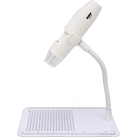 Microscope numérique sans fil mini portable avec caméra HD et 8 LED, compatible WiFi et USB pour smartphones et tablettes (blanc).
