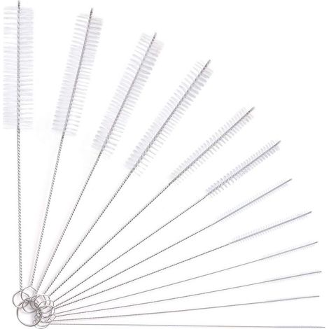 12pcs Tube Brosse de Nettoyage, Brosse de Nettoyage Tube pour Bouteille en Verre Bébé Biberon Bouilloire Clavier, Tuyau Brosses de Nettoyage (1/5)