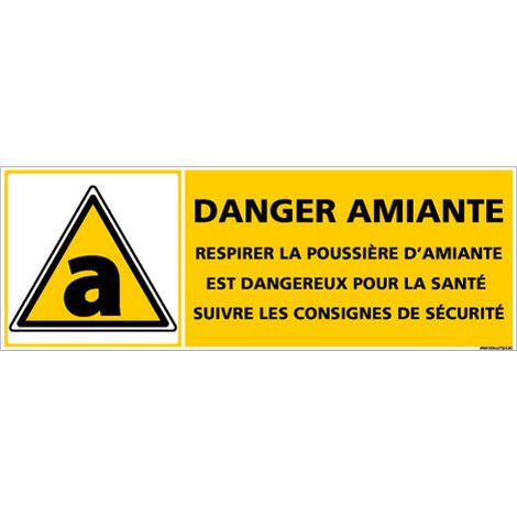 PANNEAU DANGER AMIANTE (C1386) - Adhésif - 210 x 75 mm