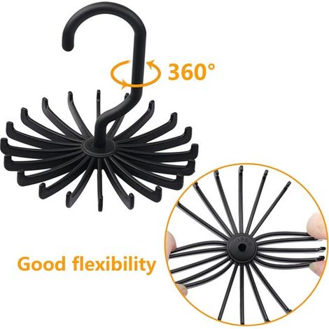Supporto girevole regolabile, rotazione di 360°, adatto per cravatte, sciarpe e cinture, risparmiando spazio (1/4)