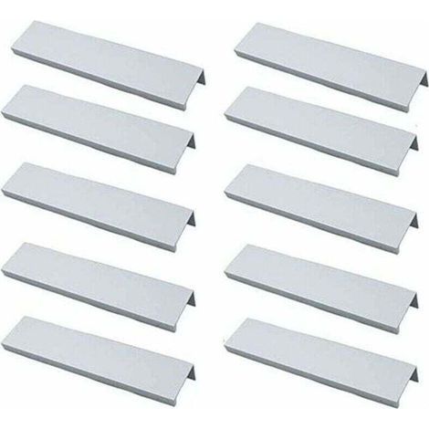 BUNTHAUS Set mit 10 Profilgriffen für Küchenschränke – Unsichtbare Griffe, gebürstete Oberfläche, silberne Aluminiumlegierung, 96 mm Lochabstand (1/4)