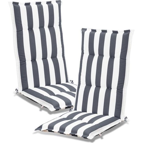 Aoodor High Back Patio Chair Cushions with Headrest, Set of 2 Flanged Outdoor Seat Cushions for Rocking Chairs, Adirondack & Dining Chairs, 120x52x6 cm-grey