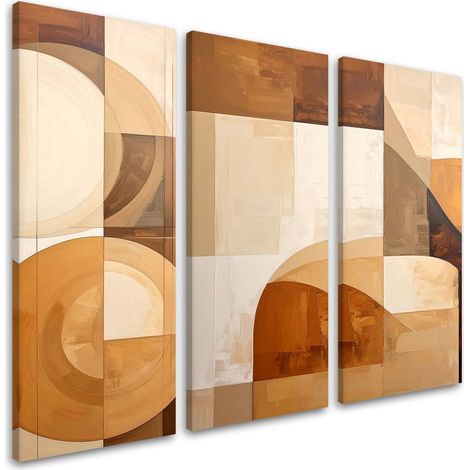 Tableaux sur toile lot  Abstraction géométrique beige formes 3 x 20x40
