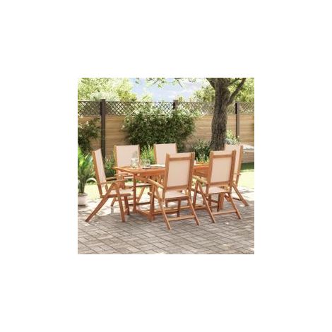 Ensemble à manger de jardin 7pcs bois d'acacia solide textilène (1/5)