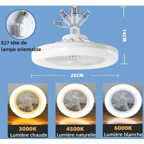 Ventilateur plafond LED - 3 vitesses Minuterie intégrée - Éclairage E27 (1/5)