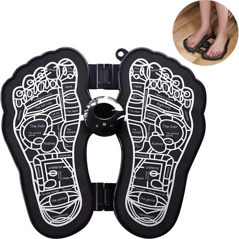 Tapis De Massage Pour Pieds - Technologie EMS - 6 Modes Et 9 Niveaux D'intensité - Rechargeable USB - Pliable Et Portable - Pour Maison Et Bureau - 1 Pièce