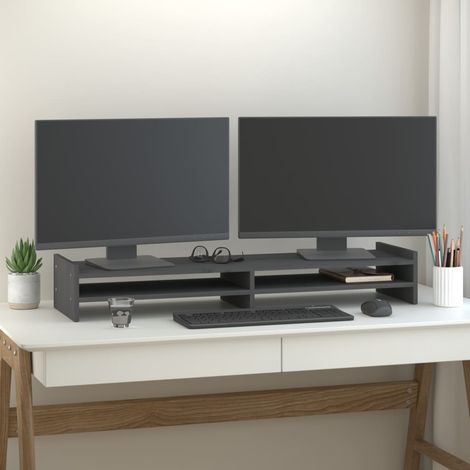 Support de moniteur,Support pour Écran d'ordinateur Universal,Meuble TV Gris 100x27x15 cm Bois de pin solide CNENE545964 (1/5)