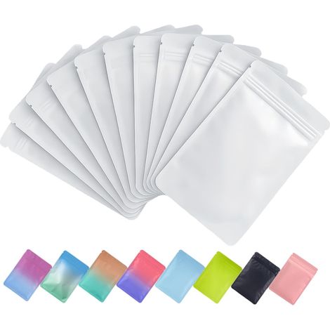 Lot de 100 Sachets Zip, Pochettes Mylar Opaques, Intérieur Aluminium, Fermeture Hermétique, Stockage Aliments, 6x10 cm (1/5)