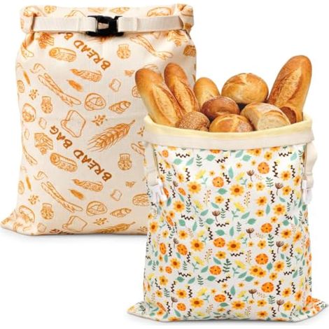 Sacs à Pain en Cire D'abeille 43 × 33 cm Sacs de Conservation Pain Réutilisable avec Boucle D'insertio Sacs de Conservation en Coton pour le pain Fait Maison et les Produits de Boulangerie (1/5)